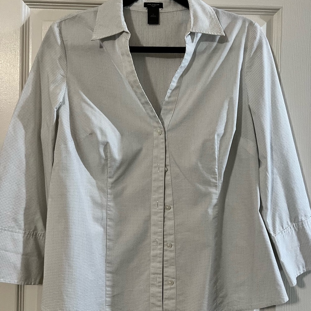 Ann Taylor Black and White Striped Blouse